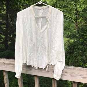 NWOT Soft peasant top with beaded collar.